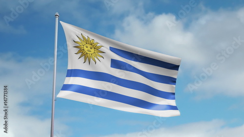 HD 1080p flag of Uruguay. Seamless loop.