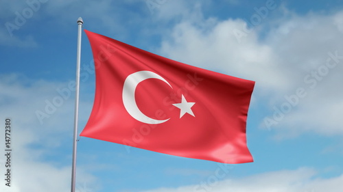 HD 1080p flag of Turkey. Seamless loop.