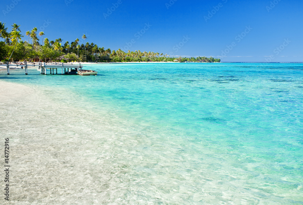 Fototapeta premium Little jetty on tropical beach with amazing water