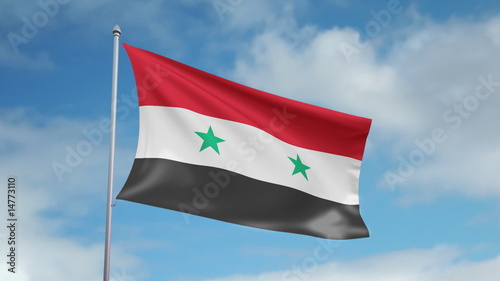 HD 1080p flag of Syria. Seamless loop.