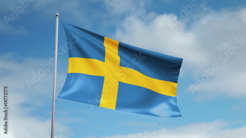 HD 1080p flag of Sweden. Seamless loop.
