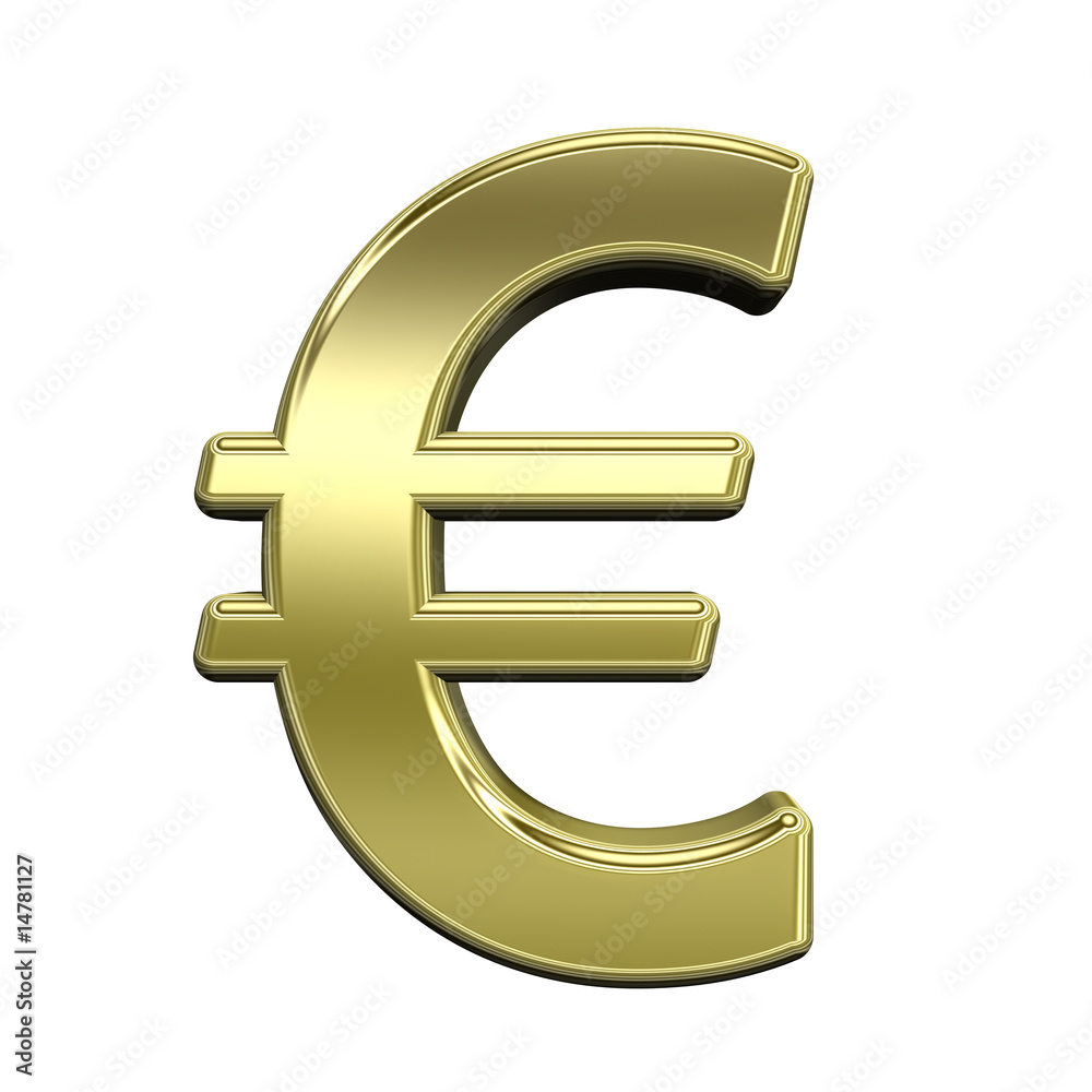Euro sign from shiny gold alphabet set, isolated on white Euro sign from shiny gold alphabet set, isolated on white