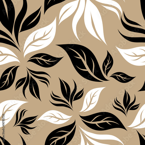 Seamless vintage beige pattern with leafs