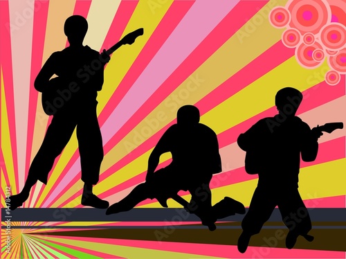 Rockband mit Gitarren-Vector Silhouette