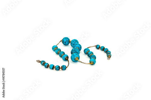 beads made of turquoise isolated on white