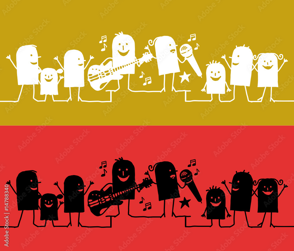 silhouette cartoons - music festival
