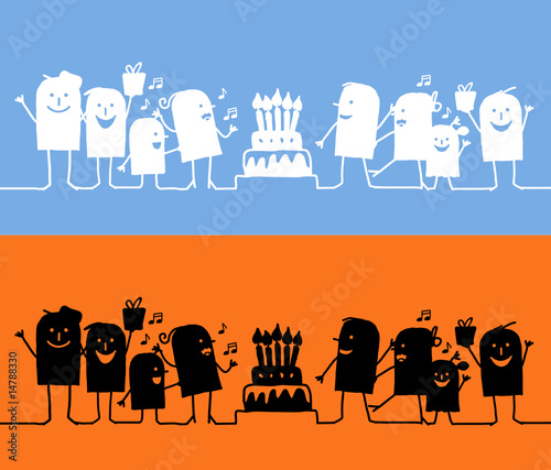 silhouette cartoons - happy birthday