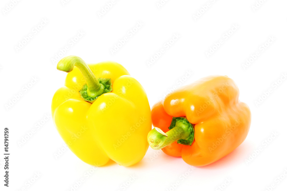 Orange peppers on white background