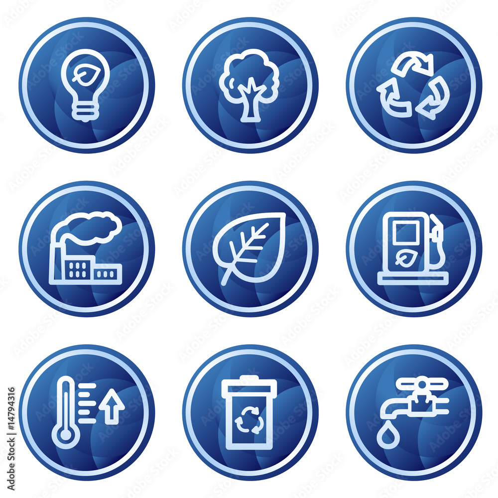 Ecology web icons, blue circle buttons series Ecology web icons, blue circle buttons series