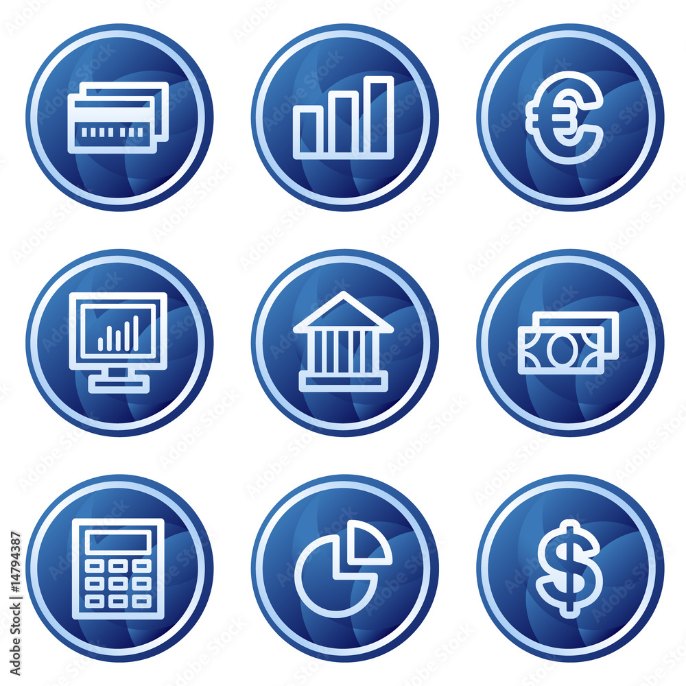 Finance web icons, blue circle buttons series Finance web icons, blue circle buttons series
