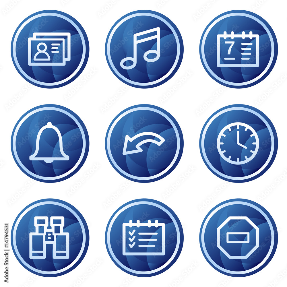 Oraganizer web icons, blue circle buttons series