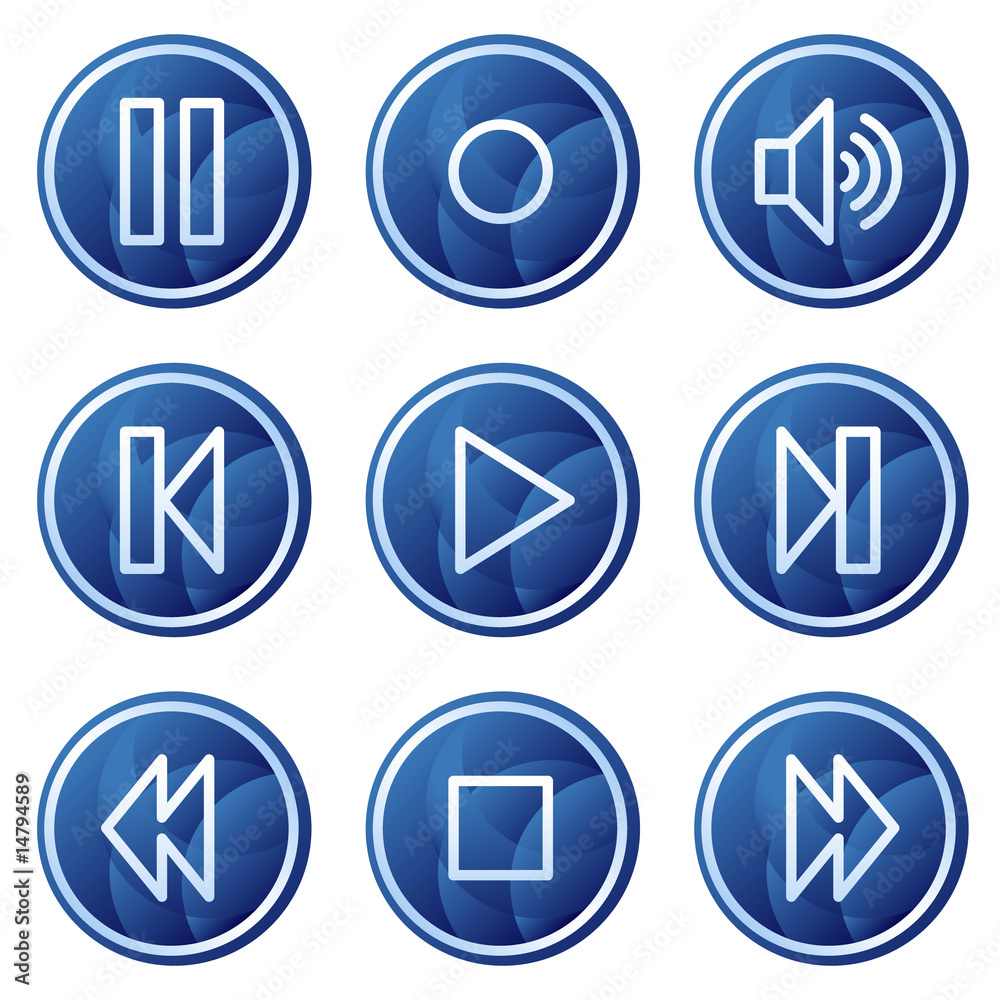 Walkman web icons, blue circle buttons series Walkman web icons, blue circle buttons series