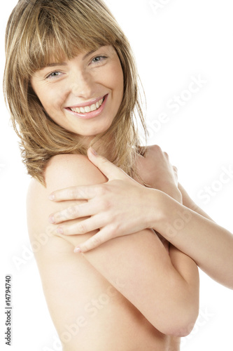 Portrait of young attractive naked woman photo