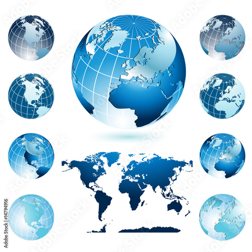 Globes with World Map