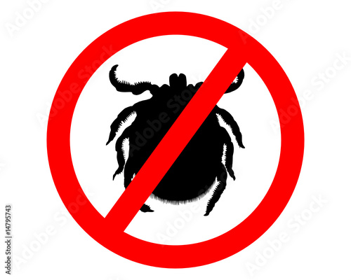 Verbotschild für  Zecken