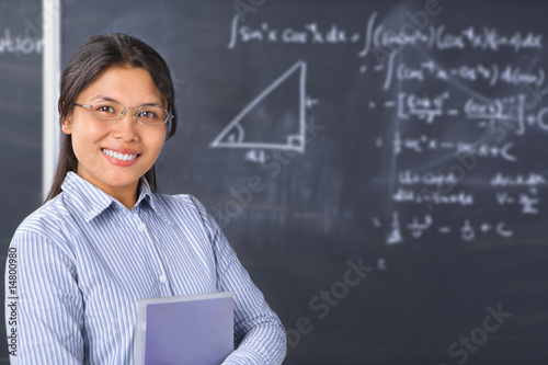 Konstfotografi Teacher or Scholar  pose in front of blackboard