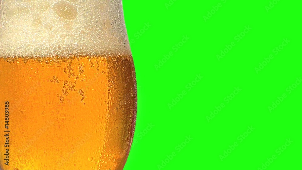 bierglass mit schaum und blasen vor Greenbox