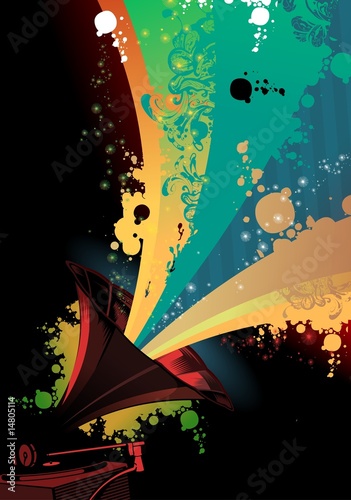 graophone with dirty colorul back