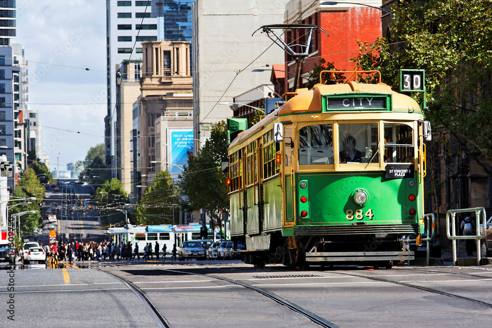 Strassenbahn in Melbourne - obrazy, fototapety, plakaty 