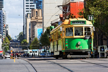 Papier peint photo Océanie Tramway emblématique dans les rues de Melbourne  © fotobeam
