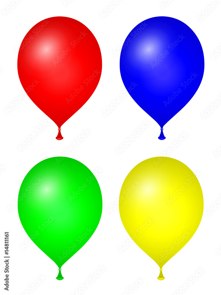 Lot de 4 ballons colorés Stock Illustration