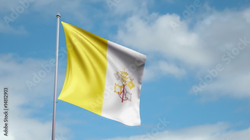 HD 1080p flag of Vatican. Seamless loop.