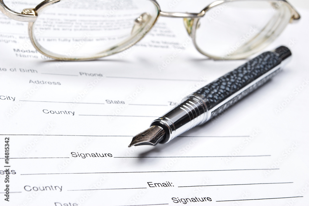 Business Contract and pen close up Business Contract and pen close up