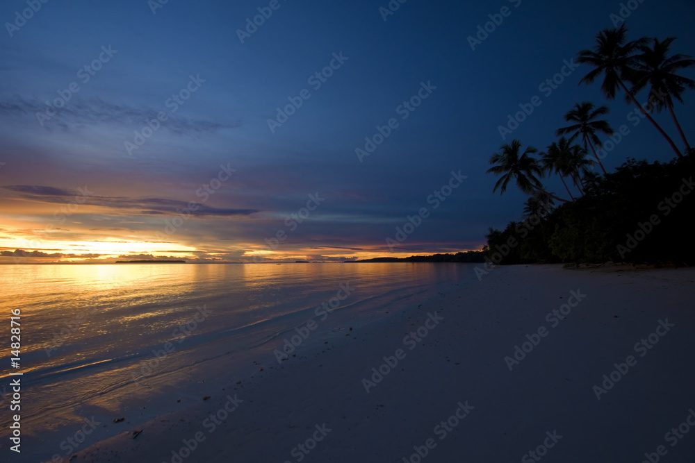 Beautiful tropical sunset at sea