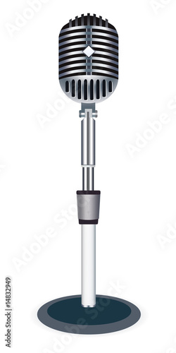Retro Microphone Over White