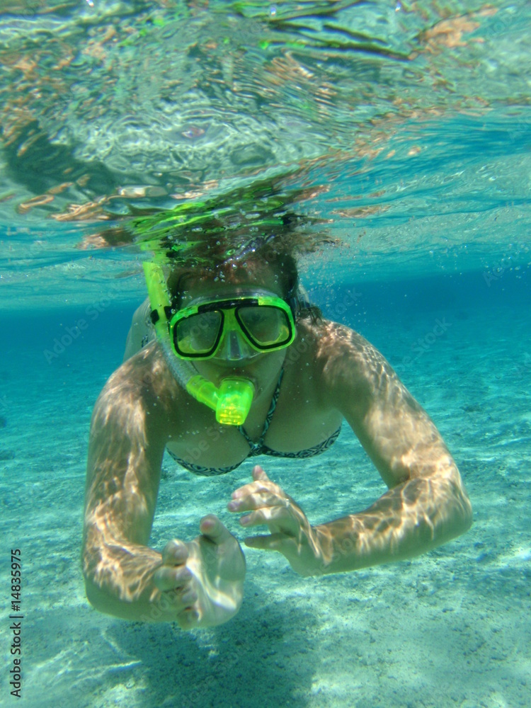 Fototapeta premium women snorkelling