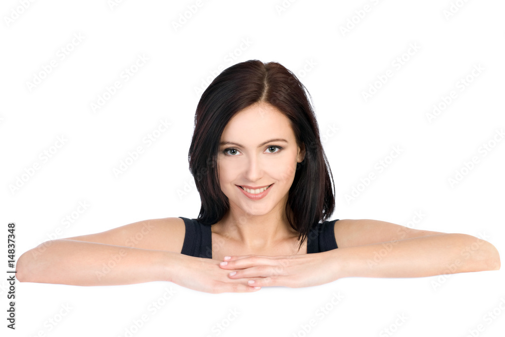 beautiful sexy girl holding a blank billboard. beautiful sexy girl holding a blank billboard.