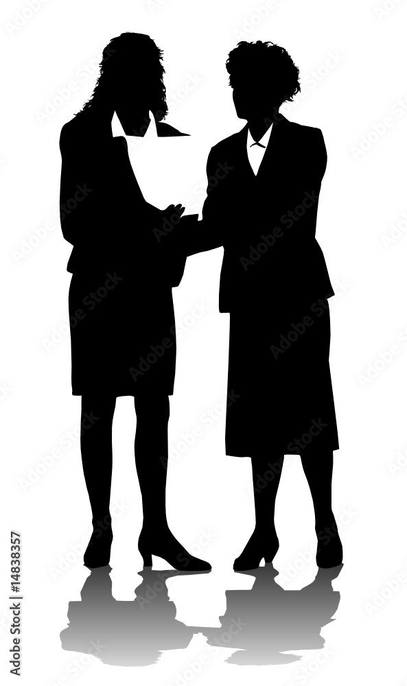 two busineswomen talking