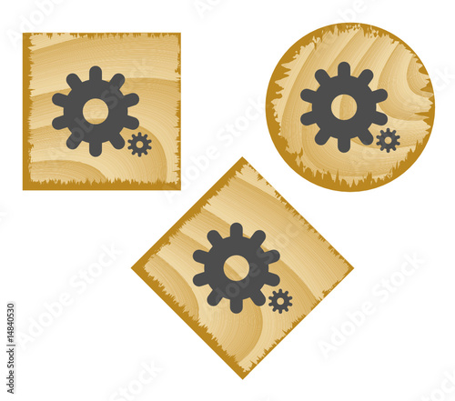 Wood web buttons. Vector illustration.