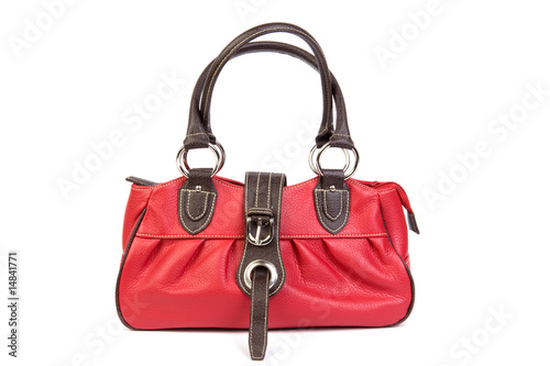 red leather bag front view