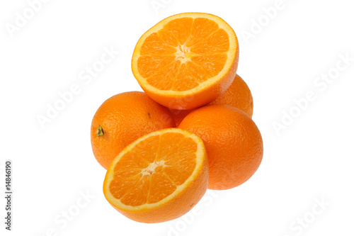 Fresh Orange fruits isolated on white photo