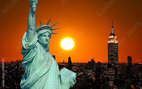 The Statue of Liberty and New York City © Gary