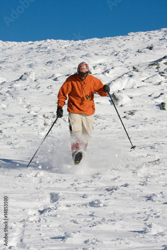 Hiker are in winter in mountains