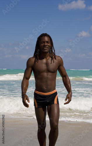 man going out the sea in cuba