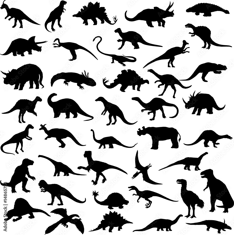 dinosaur reptiles vector silhouettes