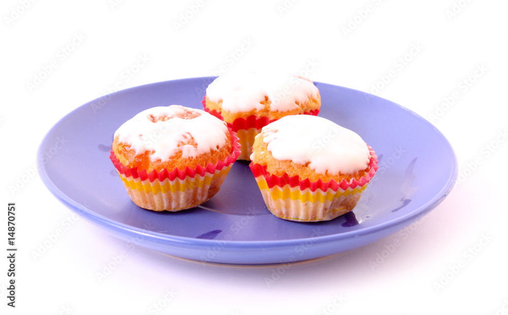 Sweet desert on plate isolated on white Sweet desert on plate isolated on white
