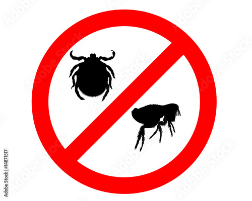 Verbotschild für Flöhe und Zecken