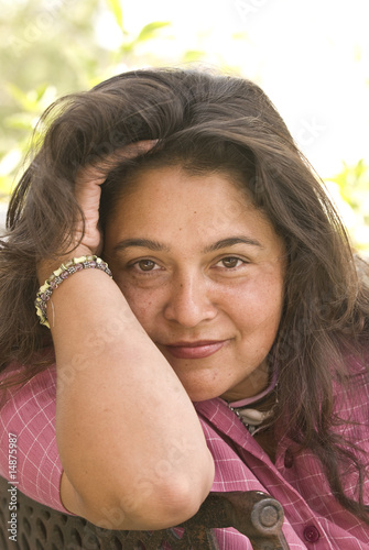 relaxed hispanic woman