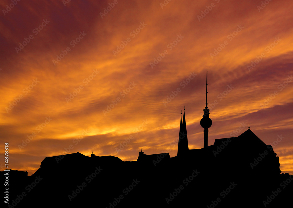 Berlin skyline at sunset