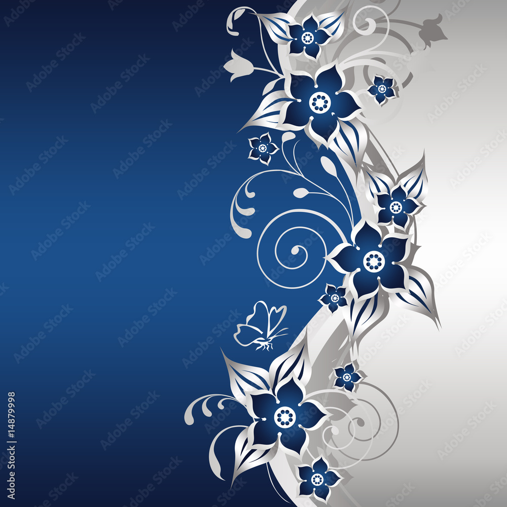 Blue and silver floral background Stock Illustration | Adobe Stock