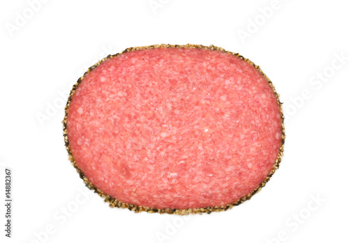 slice sausage on white background