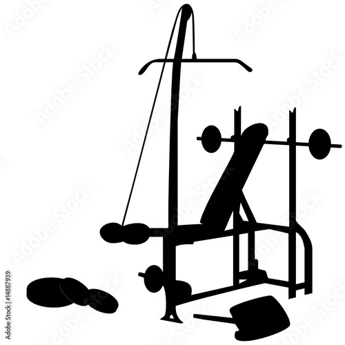 Gym Equipment Silhouette Isolated on White