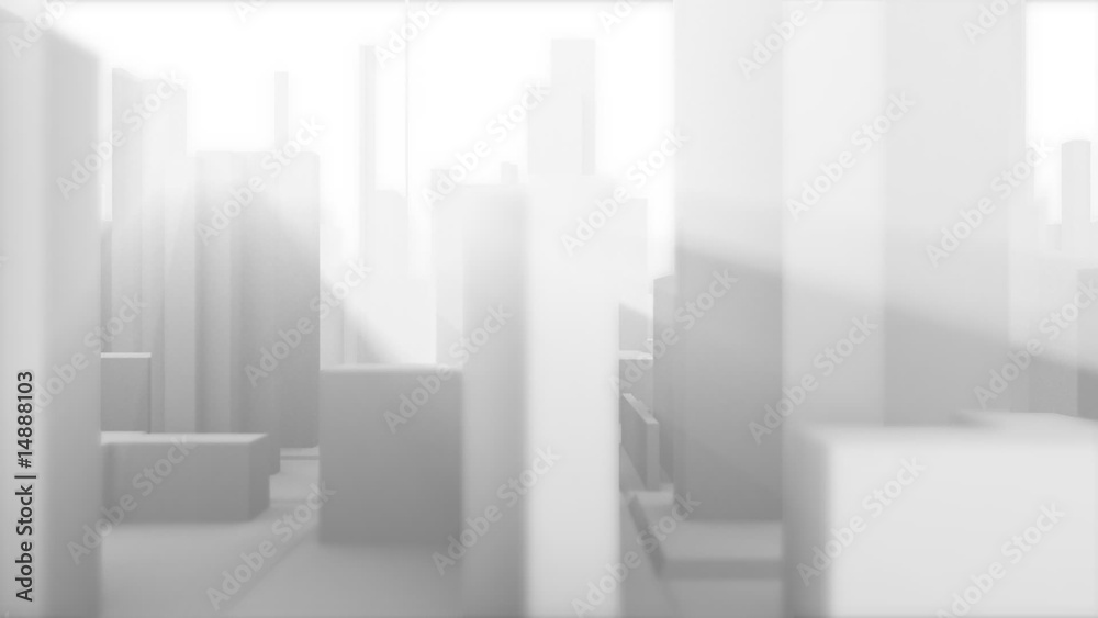 3D model of misty town. Seamless loop. Depth of field 3D model of misty town. Seamless loop. Depth of field