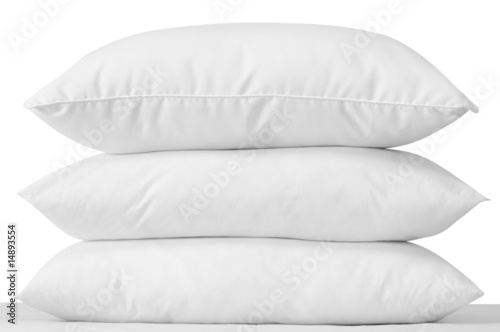 Three soft pillows. Clipping path. photo