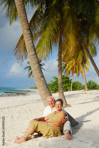 happy european seniors on tropical beach in cuba © dzain