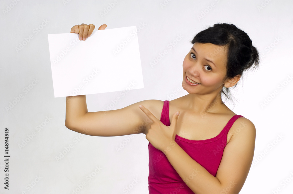 Beautiful Model Holding Blank Sign, You Could Place Your Adverti Beautiful Model Holding Blank Sign, You Could Place Your Adverti